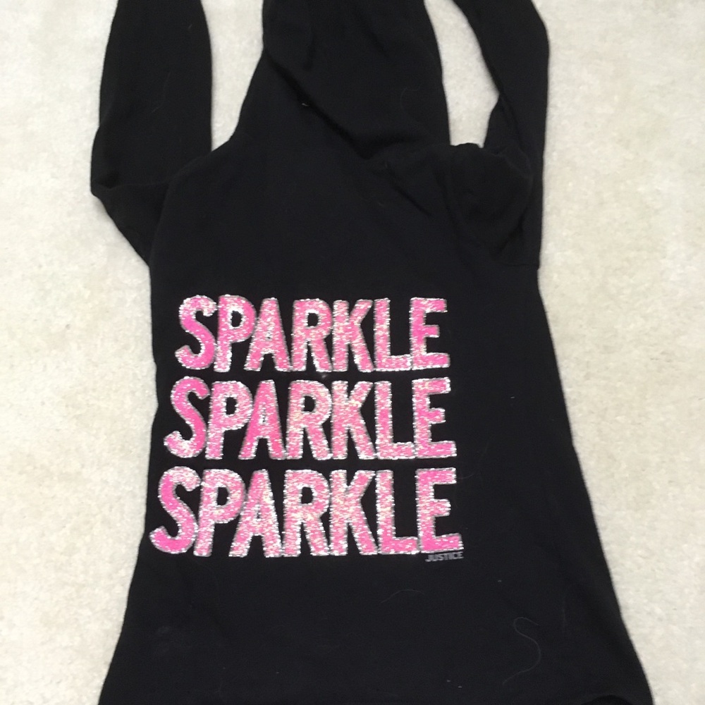 Justice pink/black glitter sparkle hoodie
